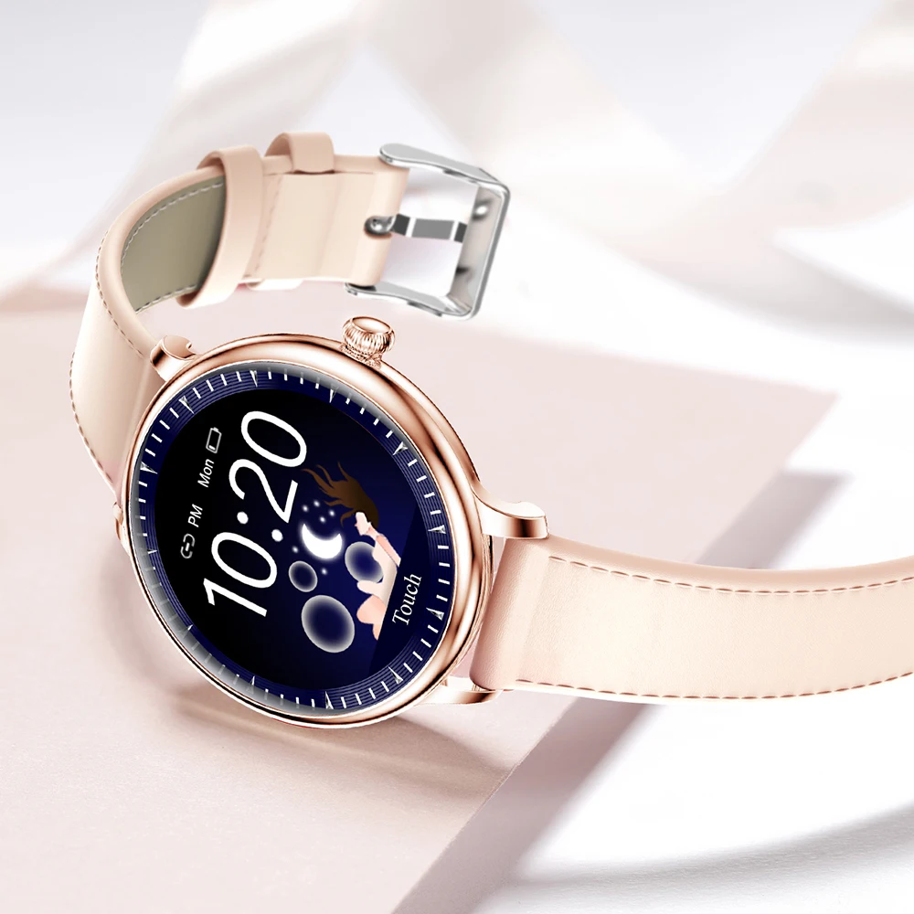 

abay NY12 Stylish women smart watch Round Screen smartwatch for Girl Heart rate monitor compatible For and