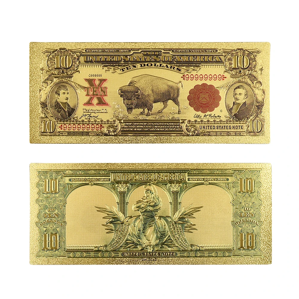 1901 год цветные банкноты США 10 долларов банкноты Позолоченные поддельные деньги красивый декор и коллекция банкнот