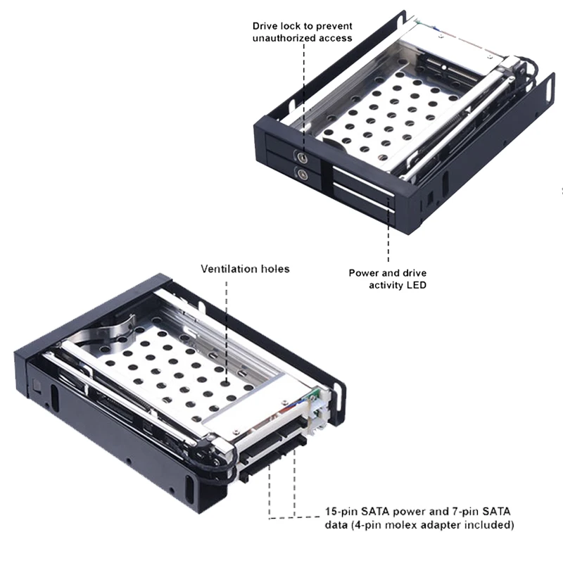Uneatop алюминиевый 2x2," SATA лоток-меньше горячей замены SSD HDD мобильный стеллаж для 3,5" флоппи отсек жесткий диск чехол