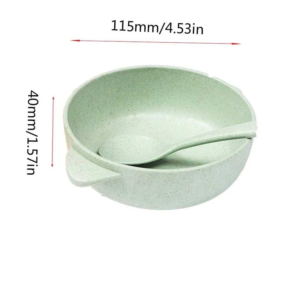 Пластиковая детская столовая чаша из пшеничной соломы с ложкой посуда для