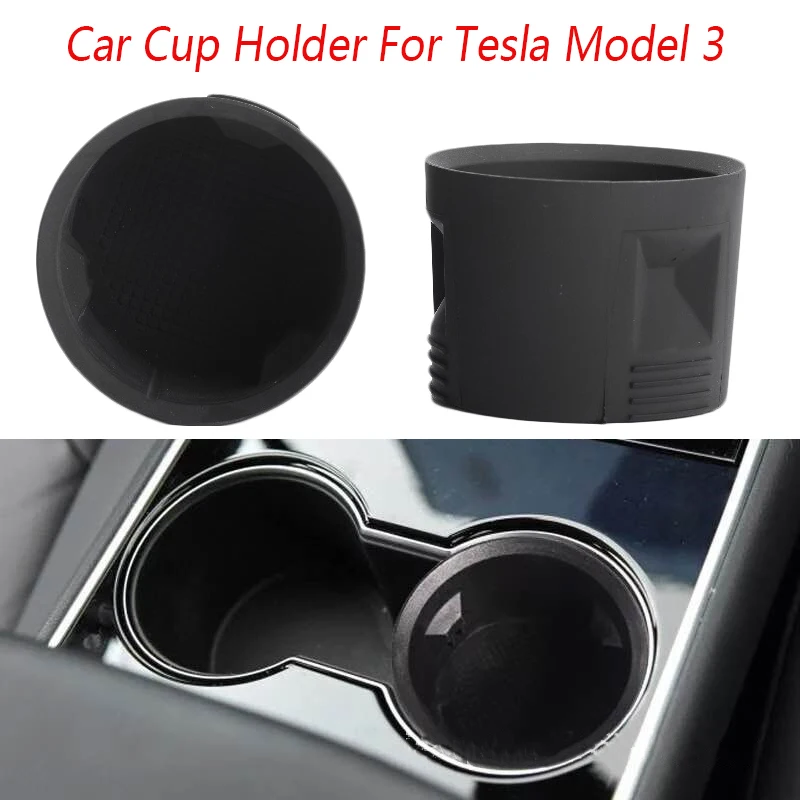 

New Black Car Cup Holder Insert Expander Drink Rack Fit for Tesla Model 3