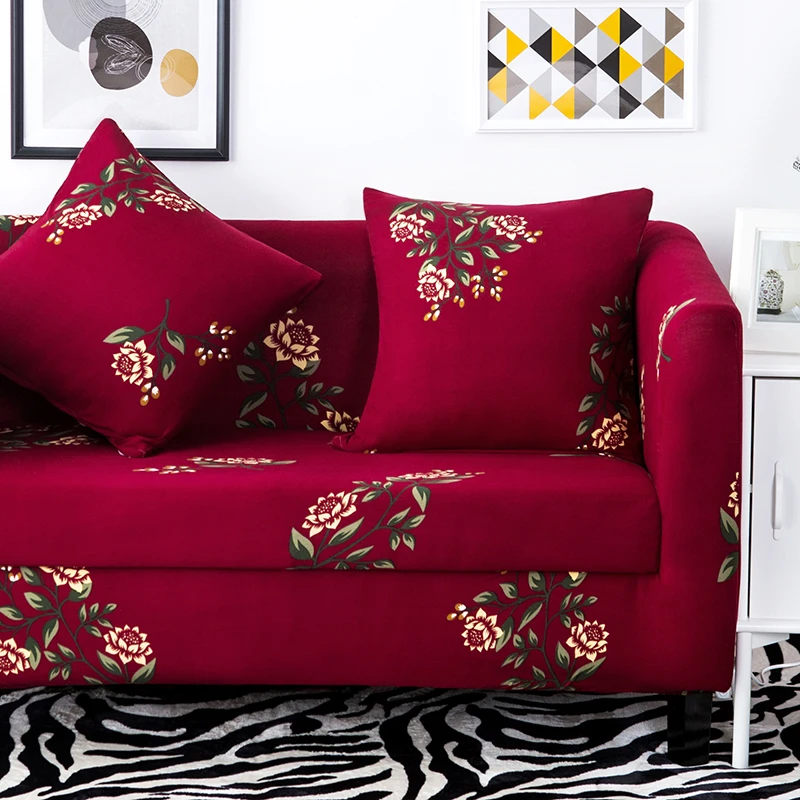 Christmas Style Couch Cover Cotton Elastic Sofa Cover for Living Room Slipcovers Sofa Towel Single/Two/Three/Four-seater