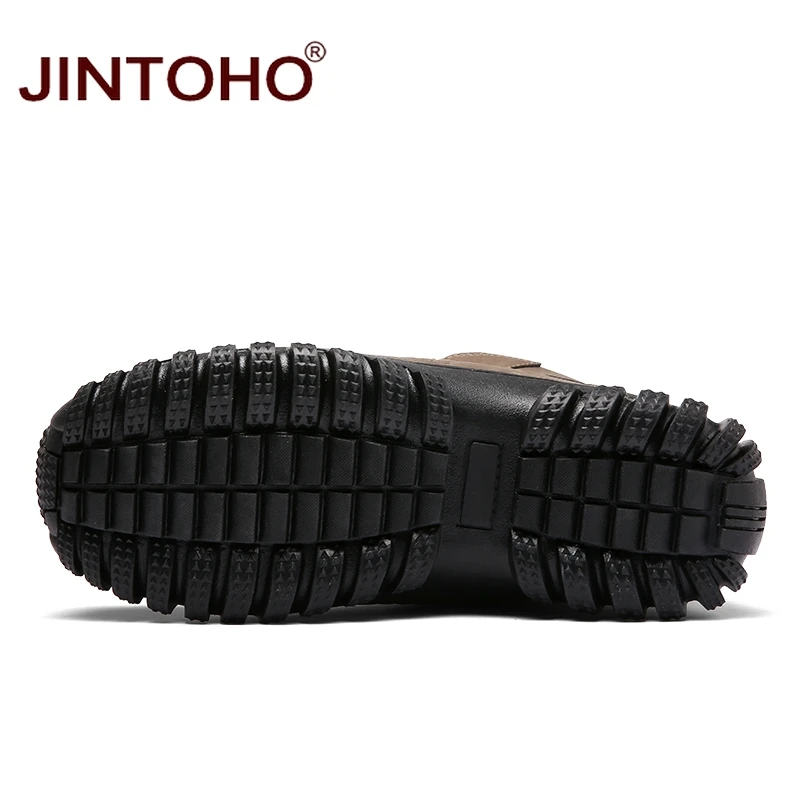 JINTOHO/зимняя рабочая обувь из натуральной кожи модные мужские зимние ботинки