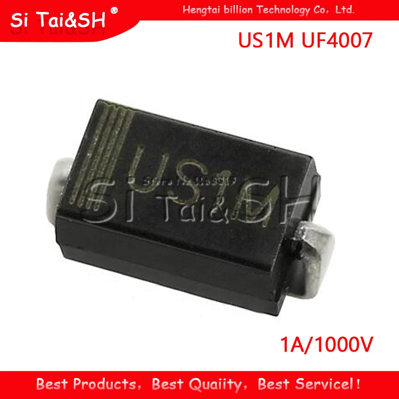 100 шт. диодный выпрямитель SMD US1M UF4007 1A/1000V SMA для быстрого восстановления новый