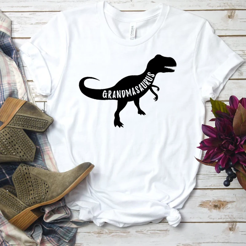 Рубашки Grandmasaurus с принтом динозавра женские смешная хлопковая Футболка Юрского