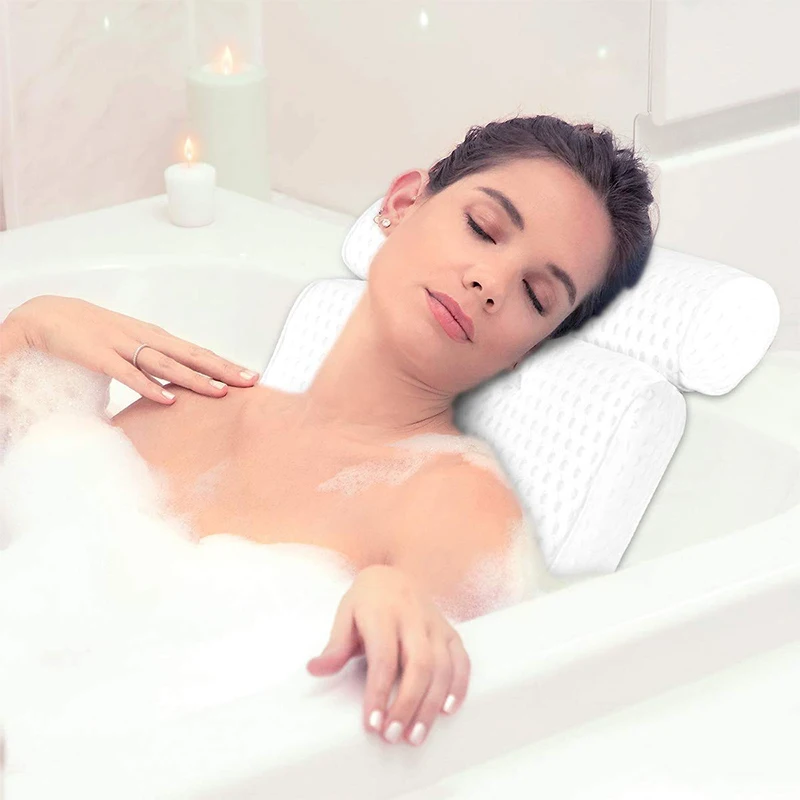

Bath Pillow for Bathtub Home Spa Pillow for Women Men with 4D Air Mesh Breathable Helps Support Head Neck and Back EIG88