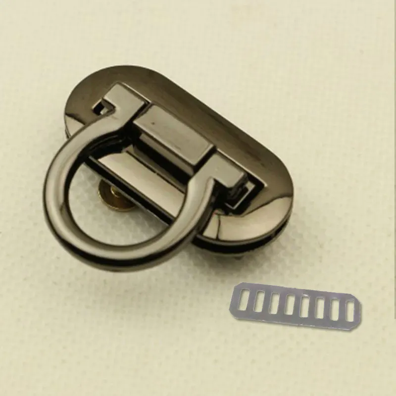 black 1 шт. металлическая прочная Пряжка Twist Lock фурнитура Сумочка DIY Поворотный замок застежка для сумки сплошной цвет сумка аксессуары - Цвет: black