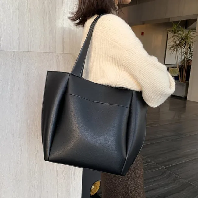 

women casual shoulder bags large capacity female big totes designer luxury soft pu leather lady purses and handbags bolsas brown
