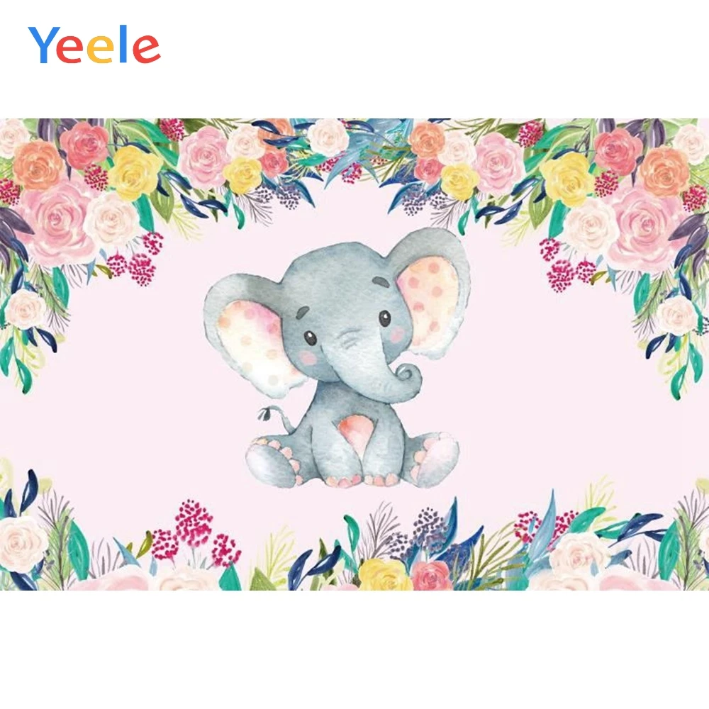 Розовый слон цветок ребенок душ девочка принцесса день рождения фон на заказ