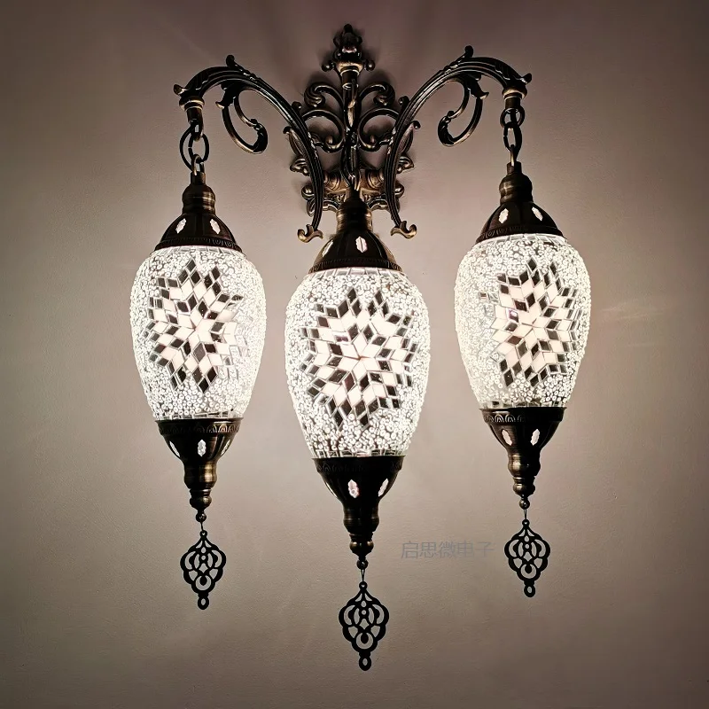 

3 Heads Turkish Mosaic Wall Lamps Luminaria Applique Murale Intérieur Led Lampara Bedroom Living Room Balcony Aisle Decor Light