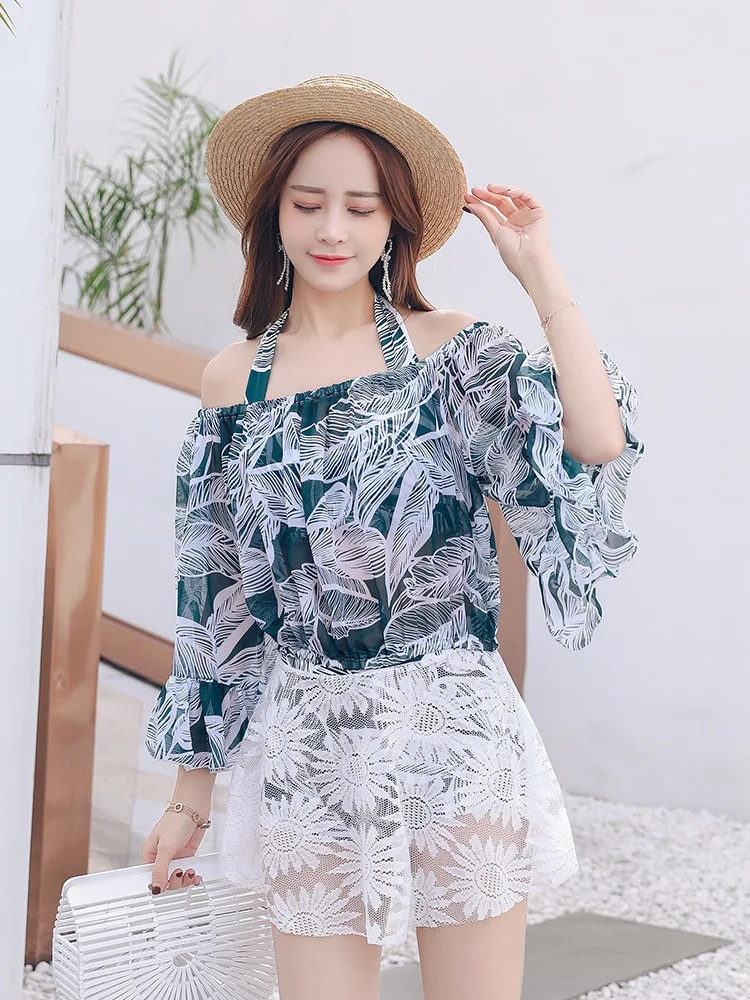 Южнокорейский стиль консервативные купальники женская маленькая юбка с