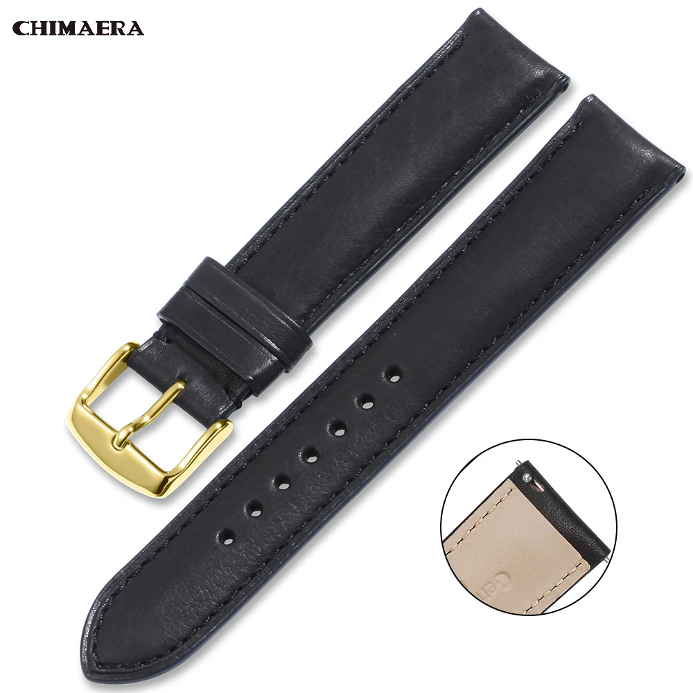 

Ремешок CHIMAERA кожаный для мужских и женских часов, браслет с пряжкой с язычком для наручных часов, от 16 мм до 18 мм 19 мм 20 мм 21 мм 22 мм 24 мм