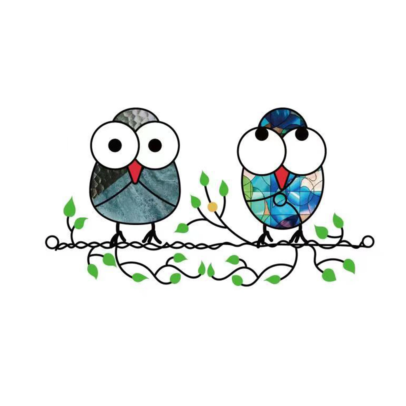

Bird Series Suncatcher Cartoon Cute Birds with Big Eyes Hanging Wall Ornament Birds on A Wire Home Garden Decoration TT-best