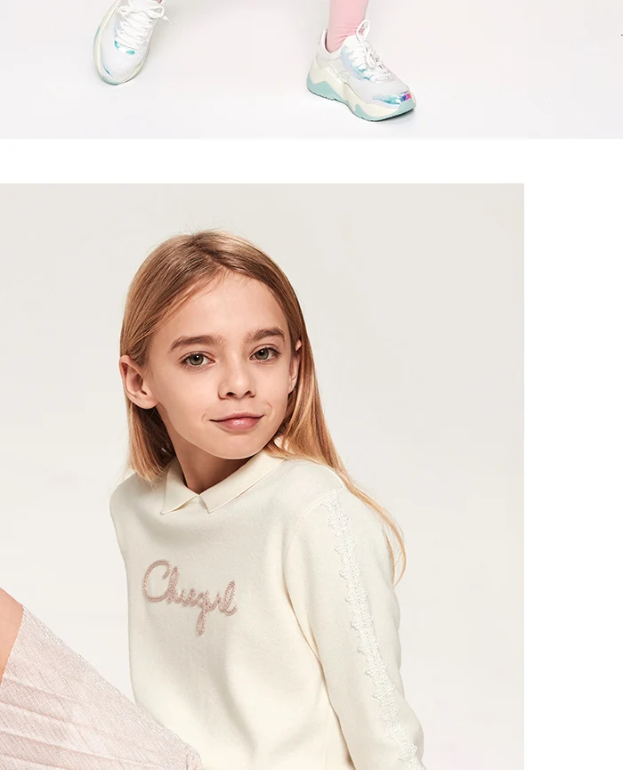 Balabala Girls sweater children's bottoming shirt new spring clothing big children's sweaters fashionable girl