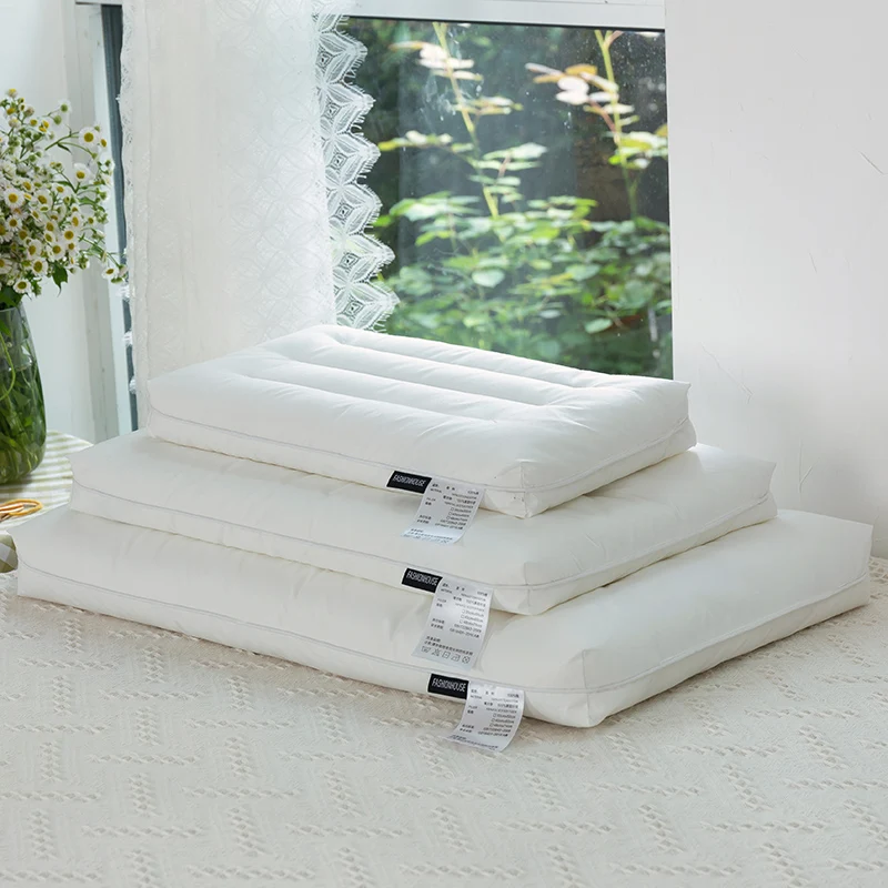 

Class A Children Adults Students Neck Pillow White Small Size Large Size Feather Silk Cotton Soft Low Pillow