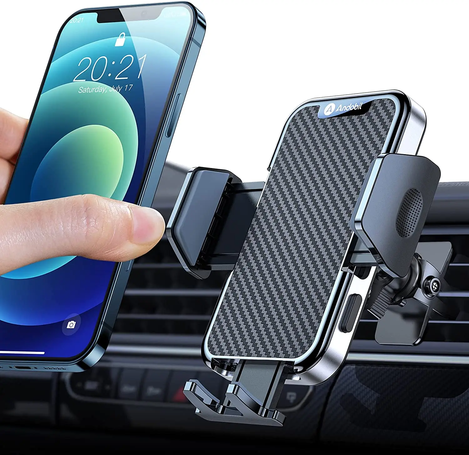 

andobil Car Phone Holder, [Military Grade Sturdy & Never Slip] Ultra Stable Air Vent Mobile Car Phone Mount with 360° Rotation,