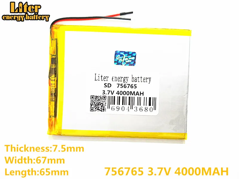 756765 3 7 V 4000mah планшет Обычная полимерная литиевая батарея GPS mp3 mp4 сотовый телефон