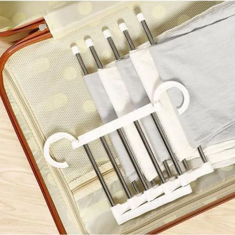 

Clothes Storage Rack Multi-functional 5 in 1 Adjustable Pants Tie Storage Shelf Closet Organizer Stainless Steel Clothes Hanger