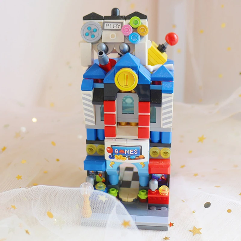 LOZ 1642 City Street Video Game Room Shop Store Architecture 3D Model DIY Mini Blocks Bricks Building Toy for Children no Box | Игрушки и