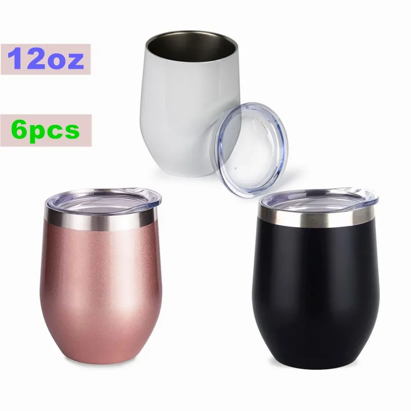 

6 шт., кружки для красного вина с сублимационным покрытием и крышкой