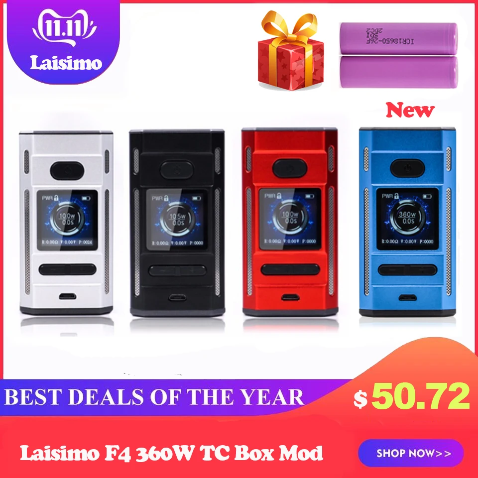 Оригинал Laisimo F4 360 Вт TC бокс мод электронная сигарета Vape Mod Питание от 2 или 4
