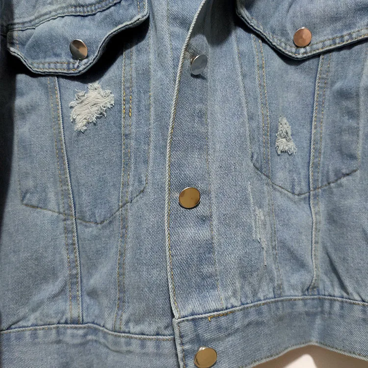 Женская ВИНТАЖНАЯ ДЖИНСОВАЯ КУРТКА короткая джинсовая куртка в Корейском стиле