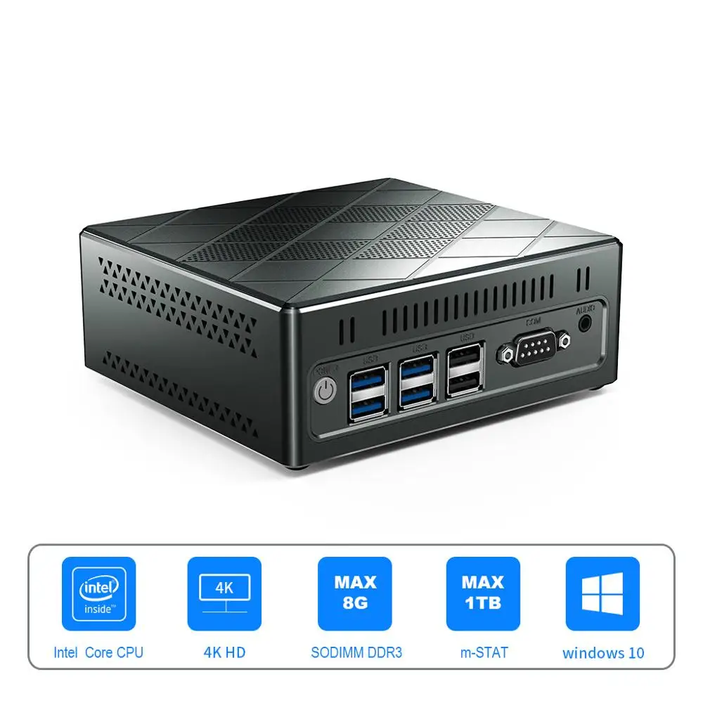 Мини-ПК CK6 без вентилятора Intel Core I5 5257U Windows 10 двойной Wi-Fi 1000M Lan 4K HD настольный ПК VS