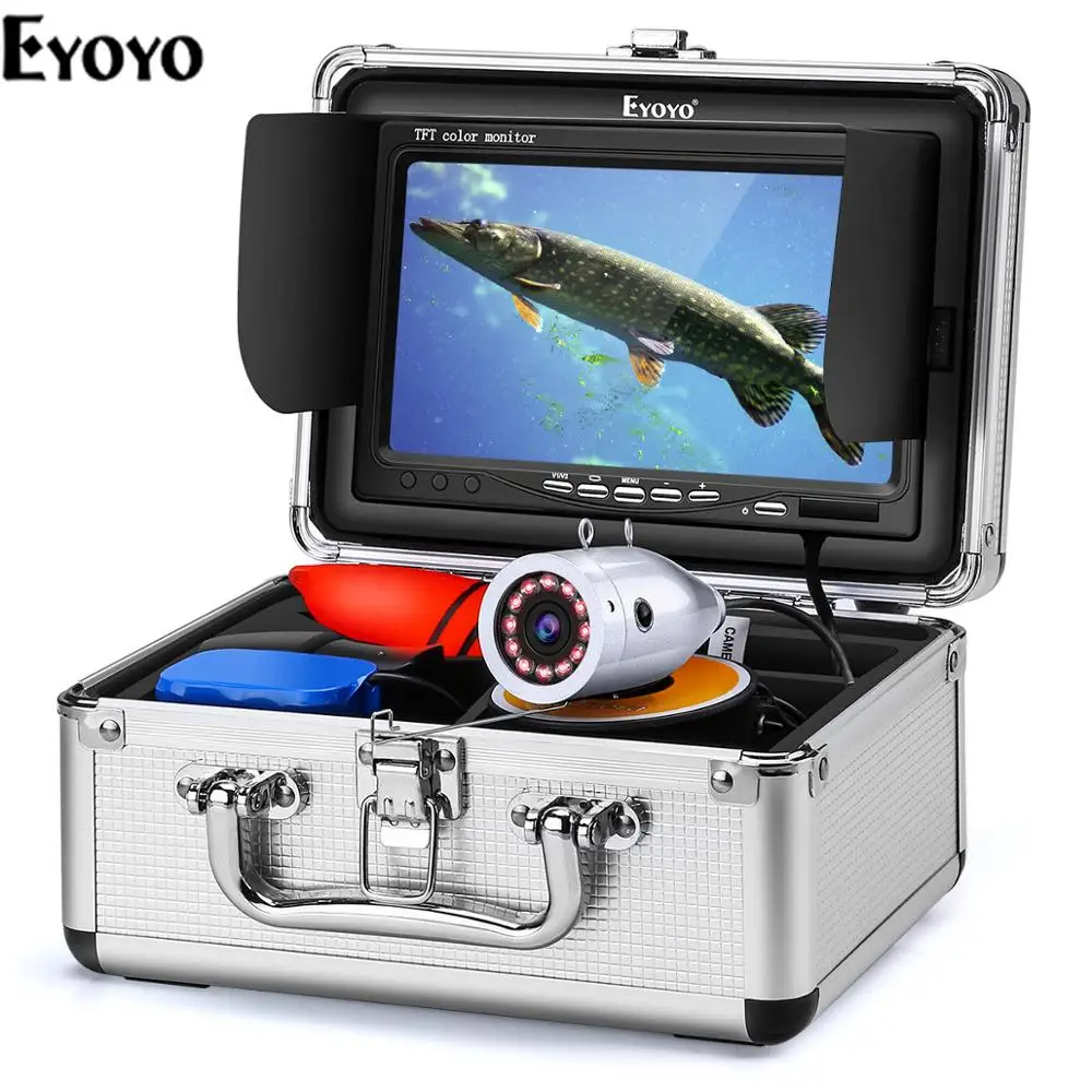 Barato Eyoyo-Cámara De Pesca Submarina EF07, 7 Pulgadas, 50m, Pantalla A Color, Cámara Subacuática Para Pesca En Lago, Barco, Mar, Hielo, Pesca