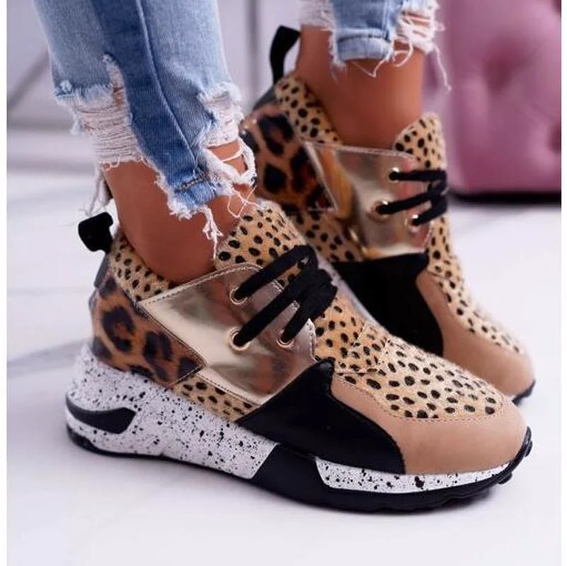 

Кроссовки женские сетчатые с леопардовым принтом, повседневная спортивная обувь для прогулок, плоская подошва, на лето-осень