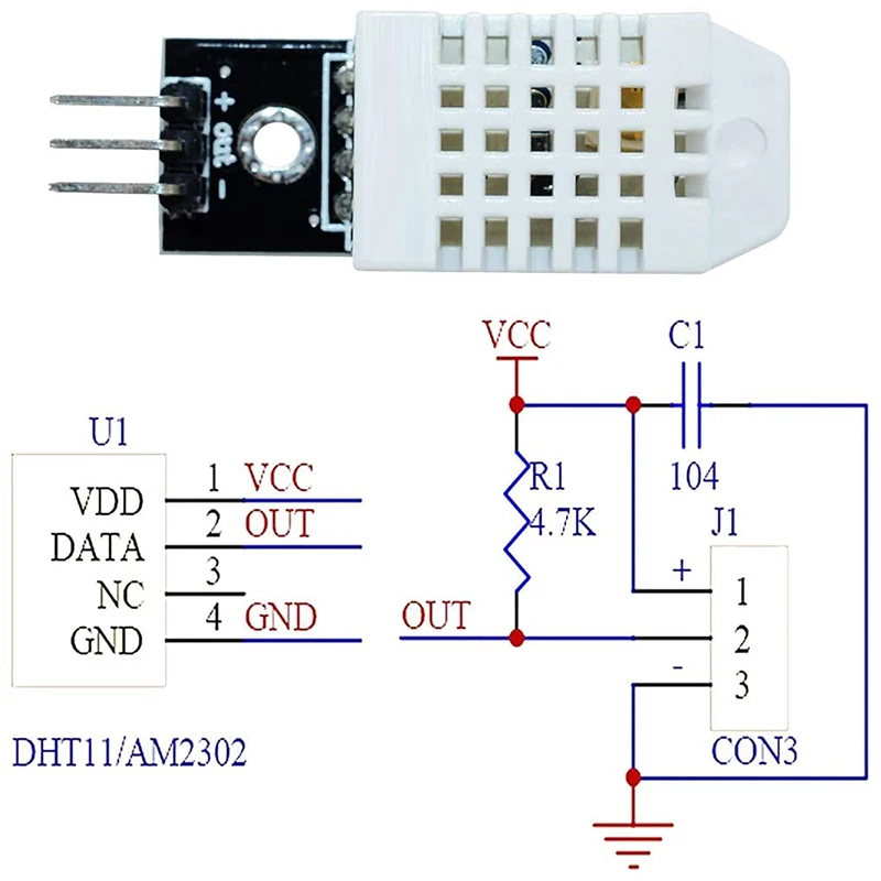 

2PCs DHT22/AM2302 Digital Temperature and Humidity Sensor Module Temp Humidity Monitor with Cable Compatible for Arduino