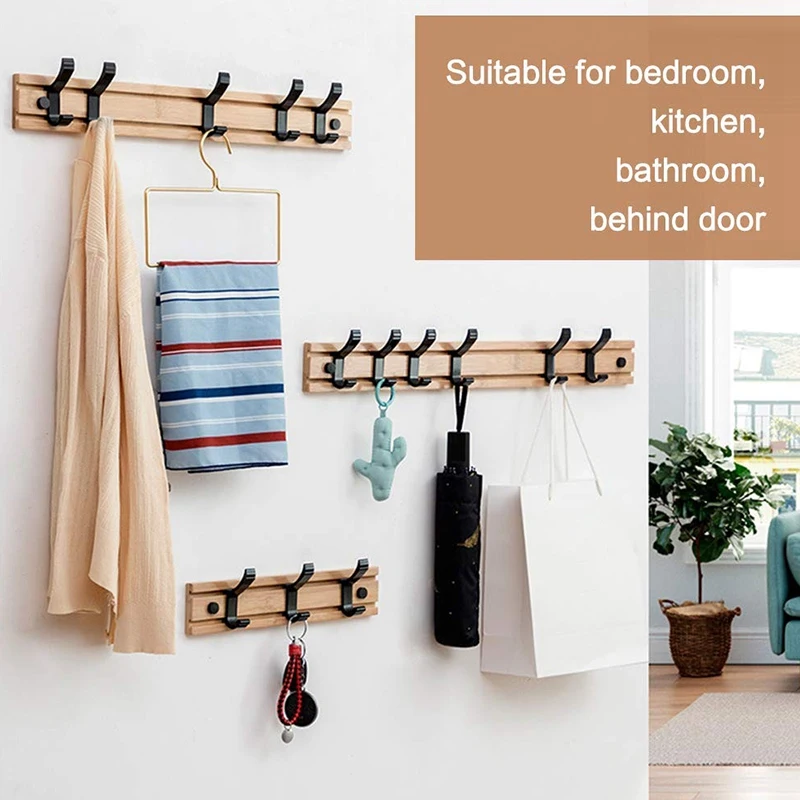 Подвижный крючок для пальто настенный бамбуковый сверхмощный со съемными