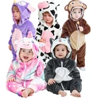 Зимняя одежда для новорожденных, 2022, пижама для новорожденных, лиса, корова, комбинезоны для мальчиков, Детский костюм панды для девочек, комбинезон для младенцев 3, 9, 12 месяцев