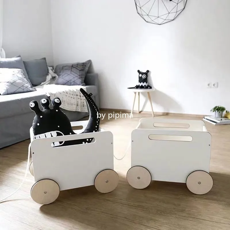 

Children's Toy Storage Basket Storage Basket Hand-Pull Roller Storage Cabinet Cart Hand Buggy