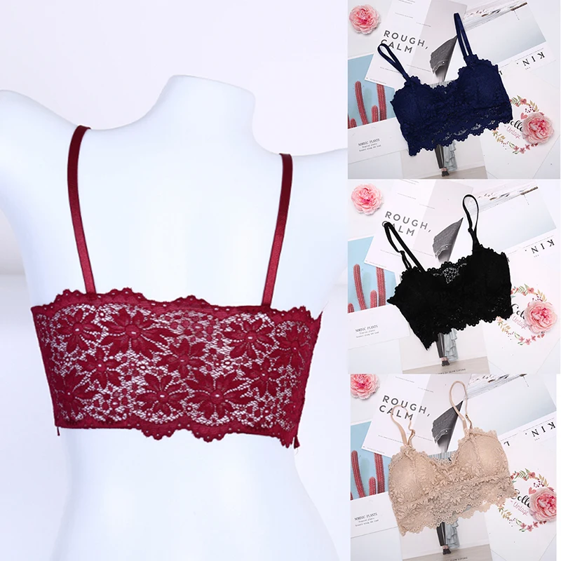 1pcs Women Fitness Underwear Floral Lace Sport Crop Top Women Sexy Bra Lace Bralette Sexy Lingerie Wireless Padded Seamless Bra