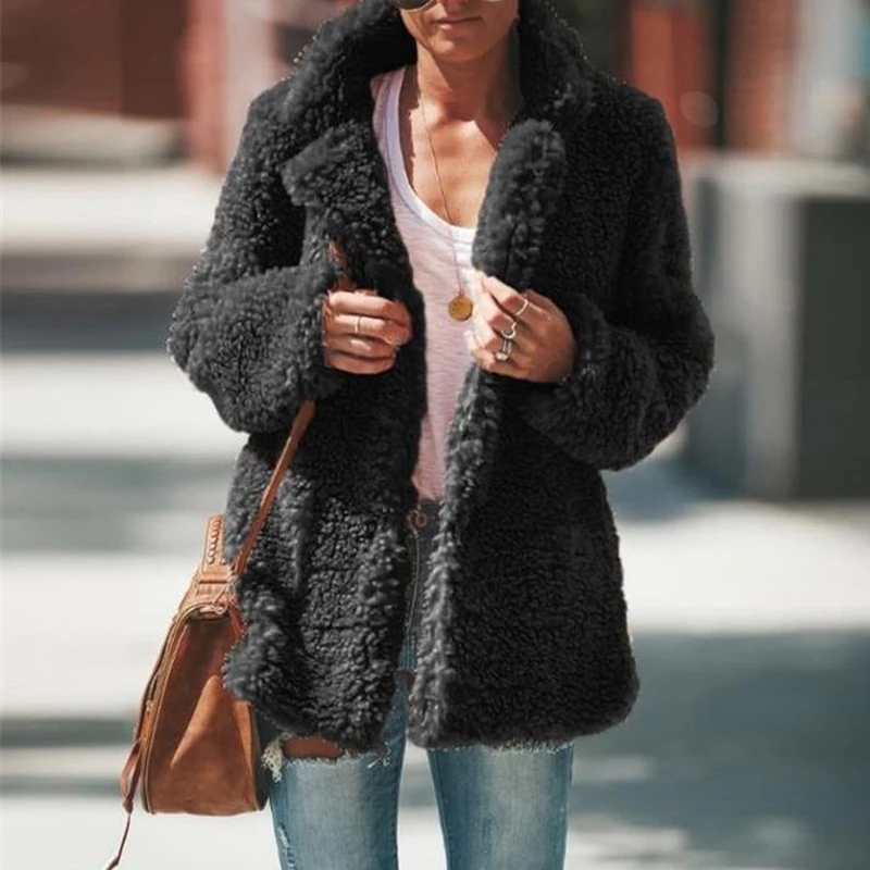 Пальто из искусственного меха плюшевого мишки женская модная куртка с капюшоном