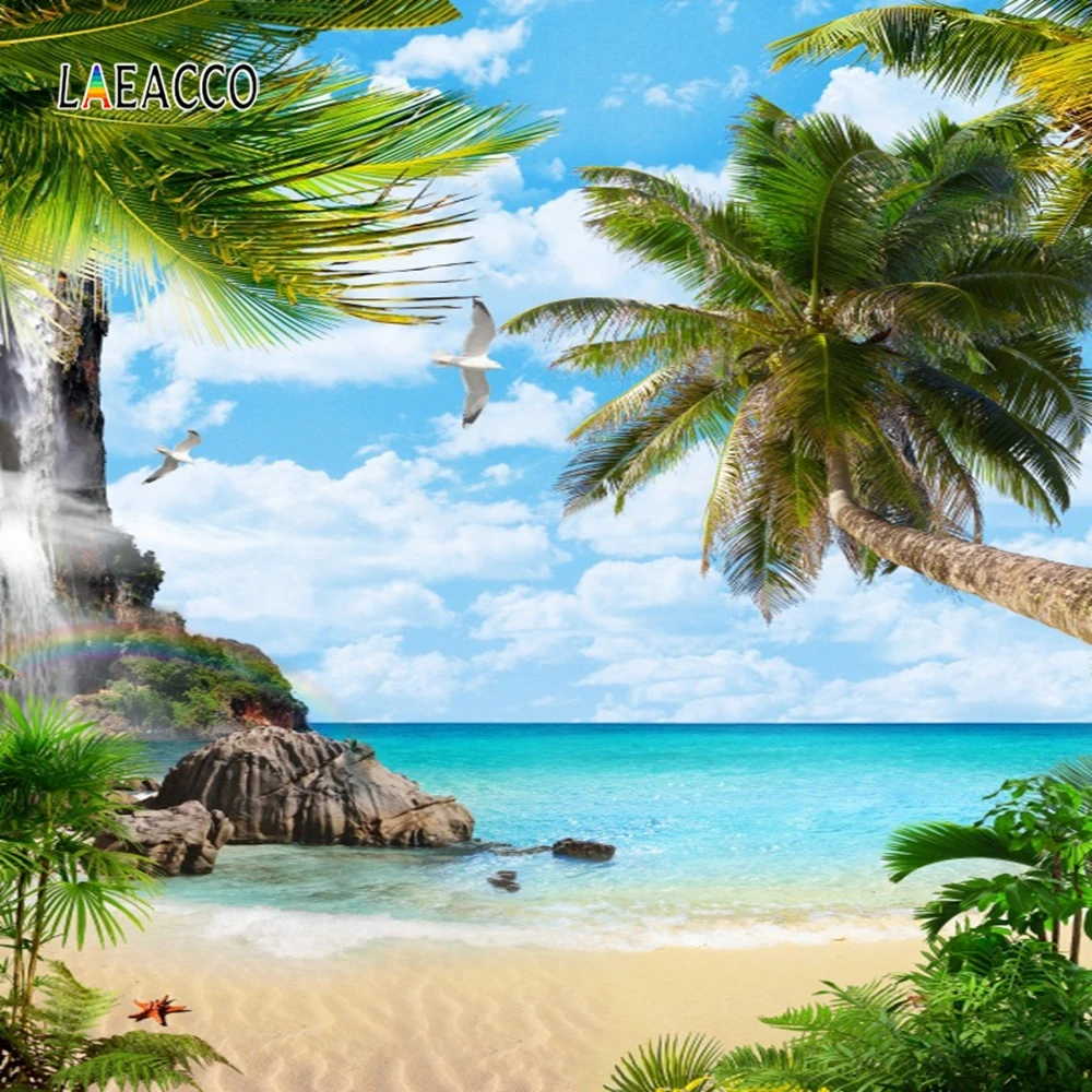 Летние тропические платья приморский пляж пальмы дерево небо облака фотографии