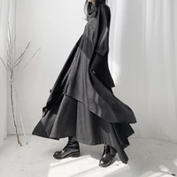 suit female spring autumn 2021 new korean dark wind minority asymmetric loose shirt skirt two piece set