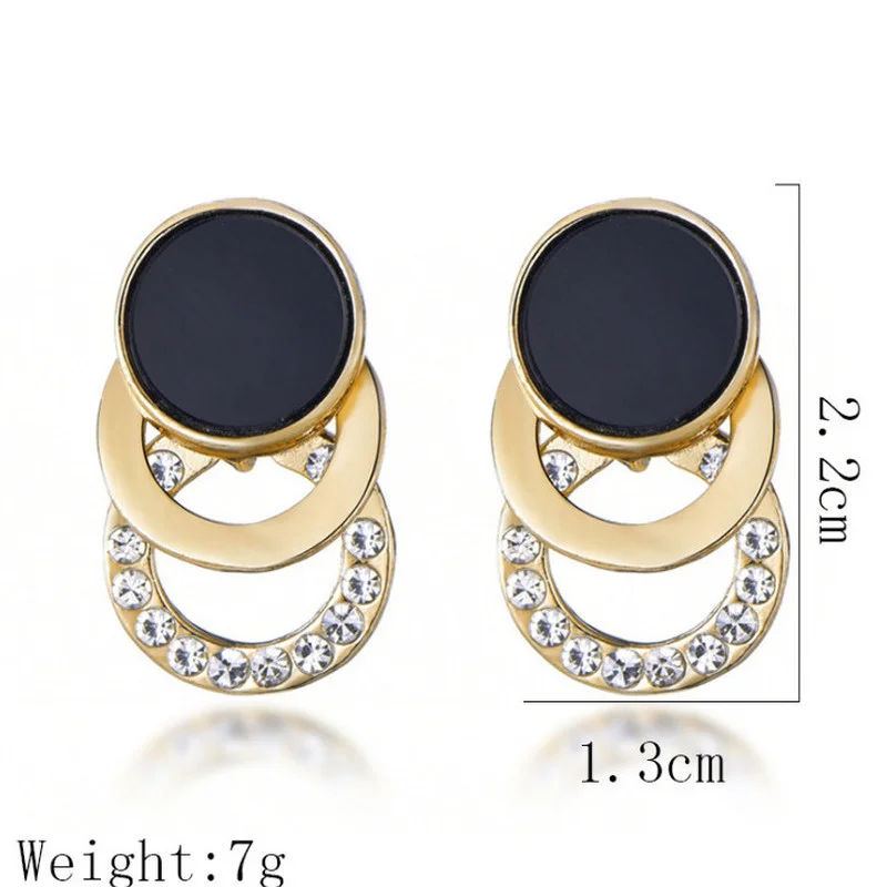 

Simple Geometric Black Round Earrings Studs for Women Girl Party Charm Jewelry