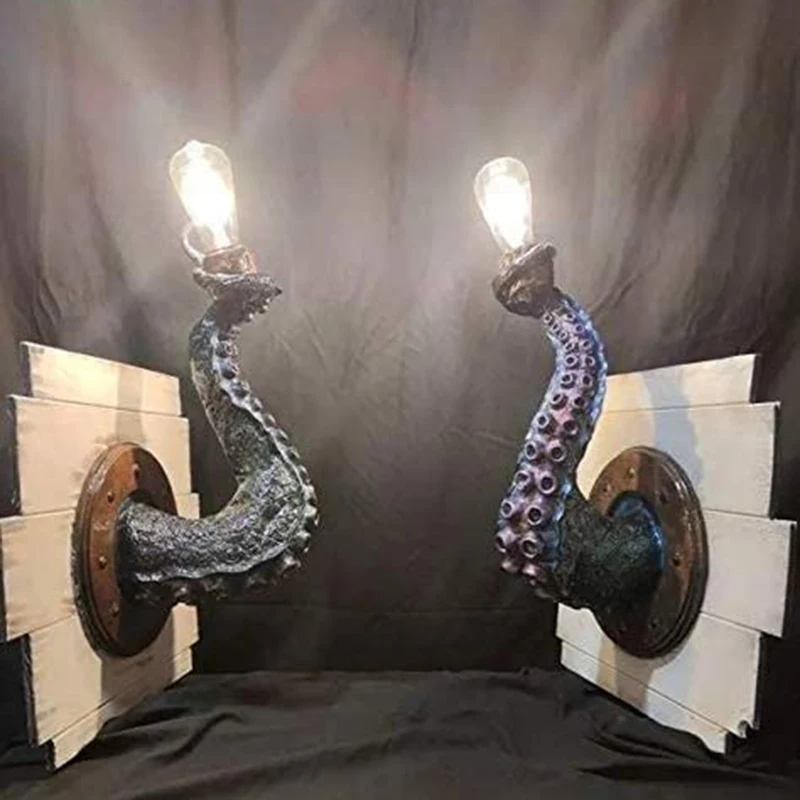 

Retro Octopus Electric Light Tentacle Monsters with Bulbs Hanging on Wall Octopus Tentacle lamp Holder for Home Garden Decor