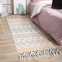 cotton and linen tassel woven rectangular carpet floor mat living room foyer bedroom wall decoration tapestry