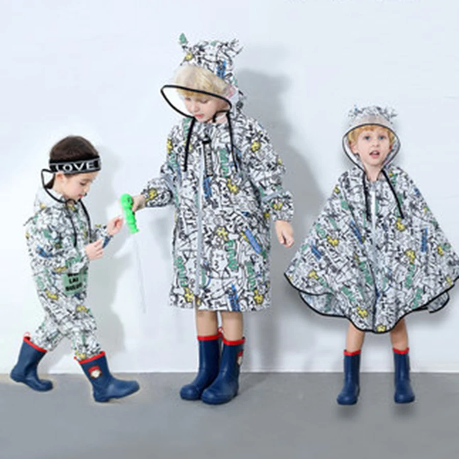 Детский водонепроницаемый плащ-пончо для мальчиков и девочек детский