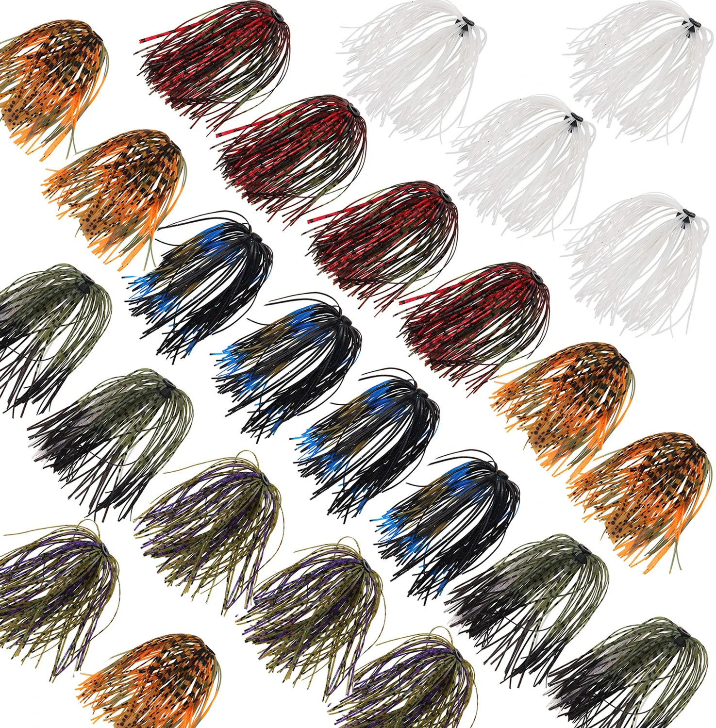 Fishing Silicone Skirts Lures 25/50 Bundles 50 Strands Jigs Spinnerbait Buzzbait Spoon Blade Squid Jig Skirt Fly Tying Material