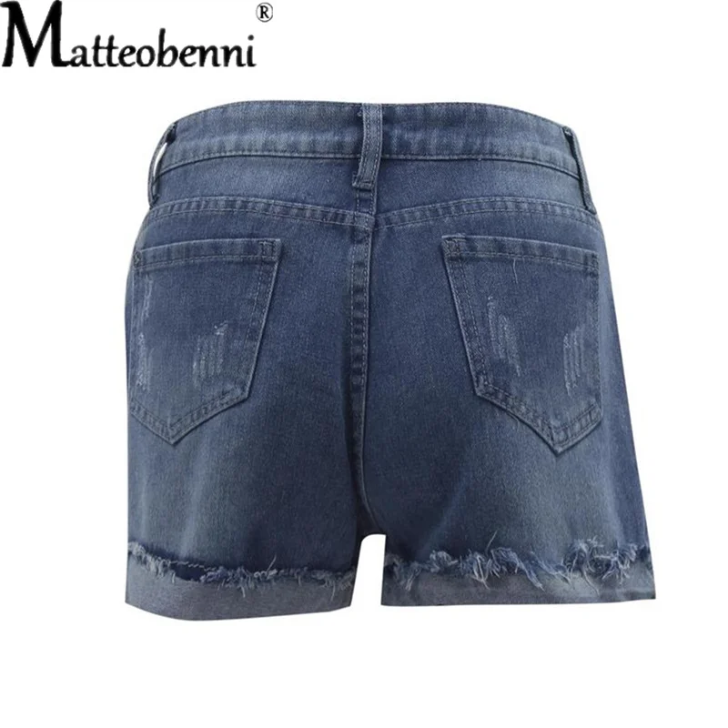 

2021 Women Ripped Denim Shorts Summer Sexy High Waist Curled Slim Jeans Shorts Ladies Fashion Street Casual Hole Straight Pants