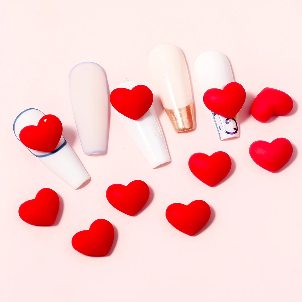 

Cute Love Red Love Resin Nail Art Decoration Red Acrylic DIY Japanese Nail Art Kawaii Design Accessories Tool Professional Salon