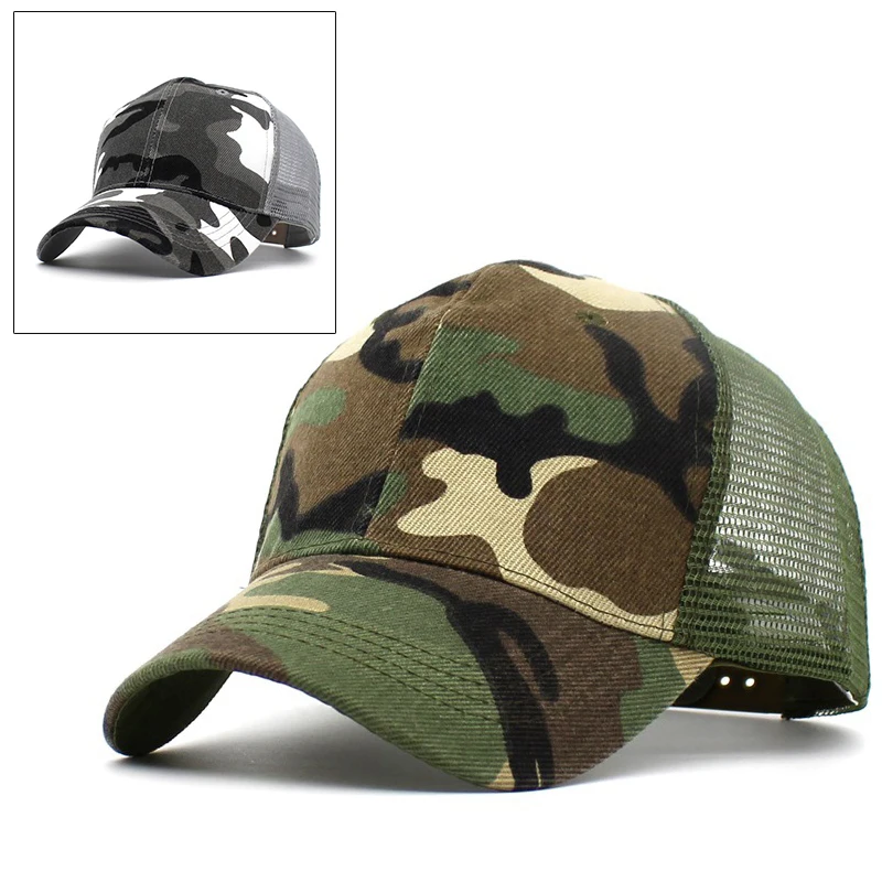 

New Mesh Summer Sun Hat For Men Women Adjustable Baseball Cap Men's Trucker Hats Camo Camouflage Women's Baseball Hat