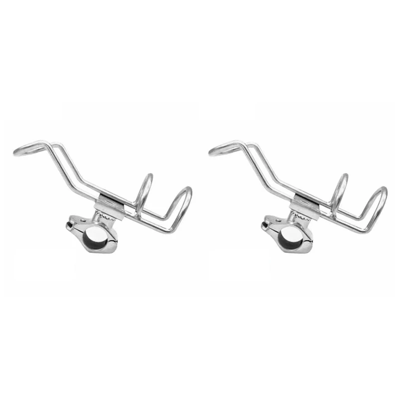 

2PCS Kayak Stainless Steel Rail Mounted Boat Fishing Rod Holder Clamp on 25mm Tube Double Wire for Boat Equipment