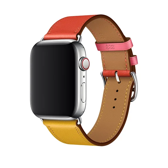 Один тур из натуральной кожи ремешок для наручных часов Apple Watch, версии двойной пряжкой 3/2/1 38 мм 40 мм 42-44 мм, браслет для наручных часов iwatch серии 5 4