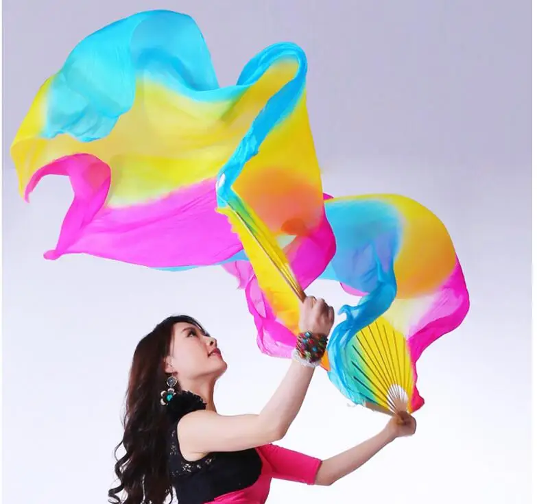 Бесплатная доставка радужная шелковая Фата для танца живота аксессуар костюма