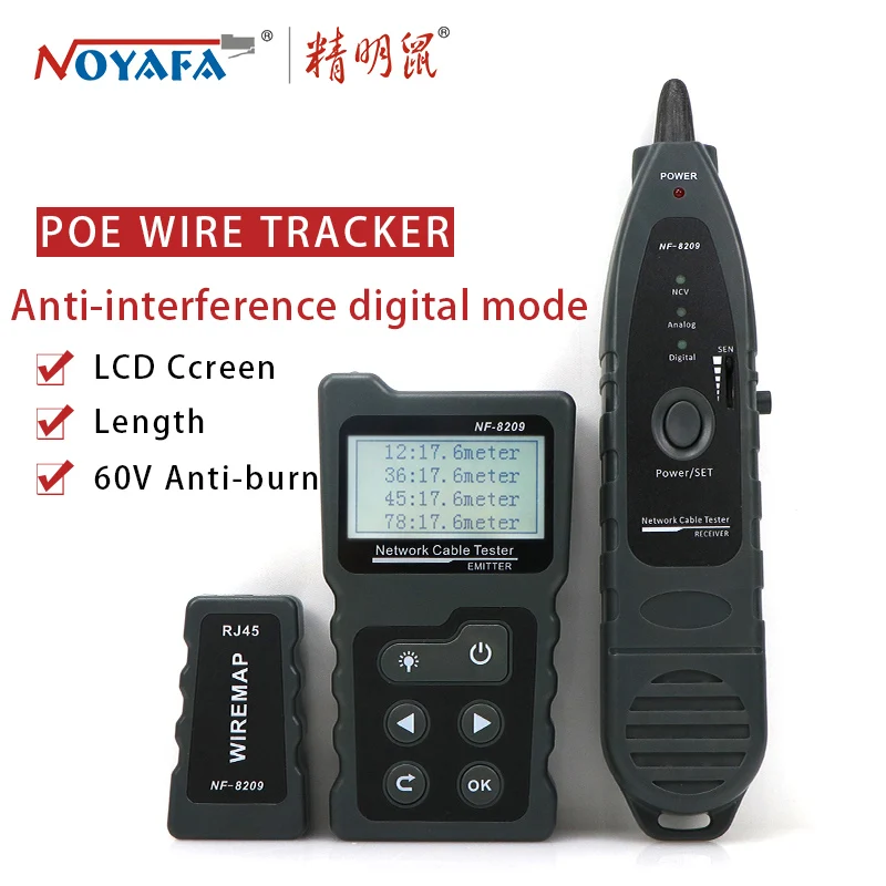 NF-8209 NOYAFA с ЖК-дисплеем измеритель длины Lan POE провода проверка Cat5 Cat6 тестовый