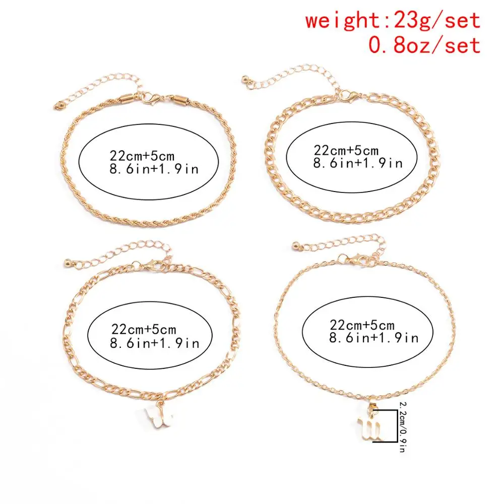 

Salircon Kpop Letter M Butterfly Pendants Anklets for Women Girls Fashion Gold Color Link Chain Anklets Sets Charm Jewelry Gifts
